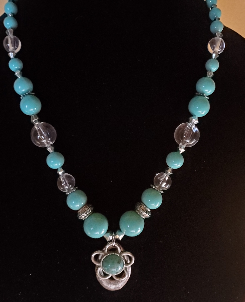 PEWTER & GLASS BEAD NECKLACE